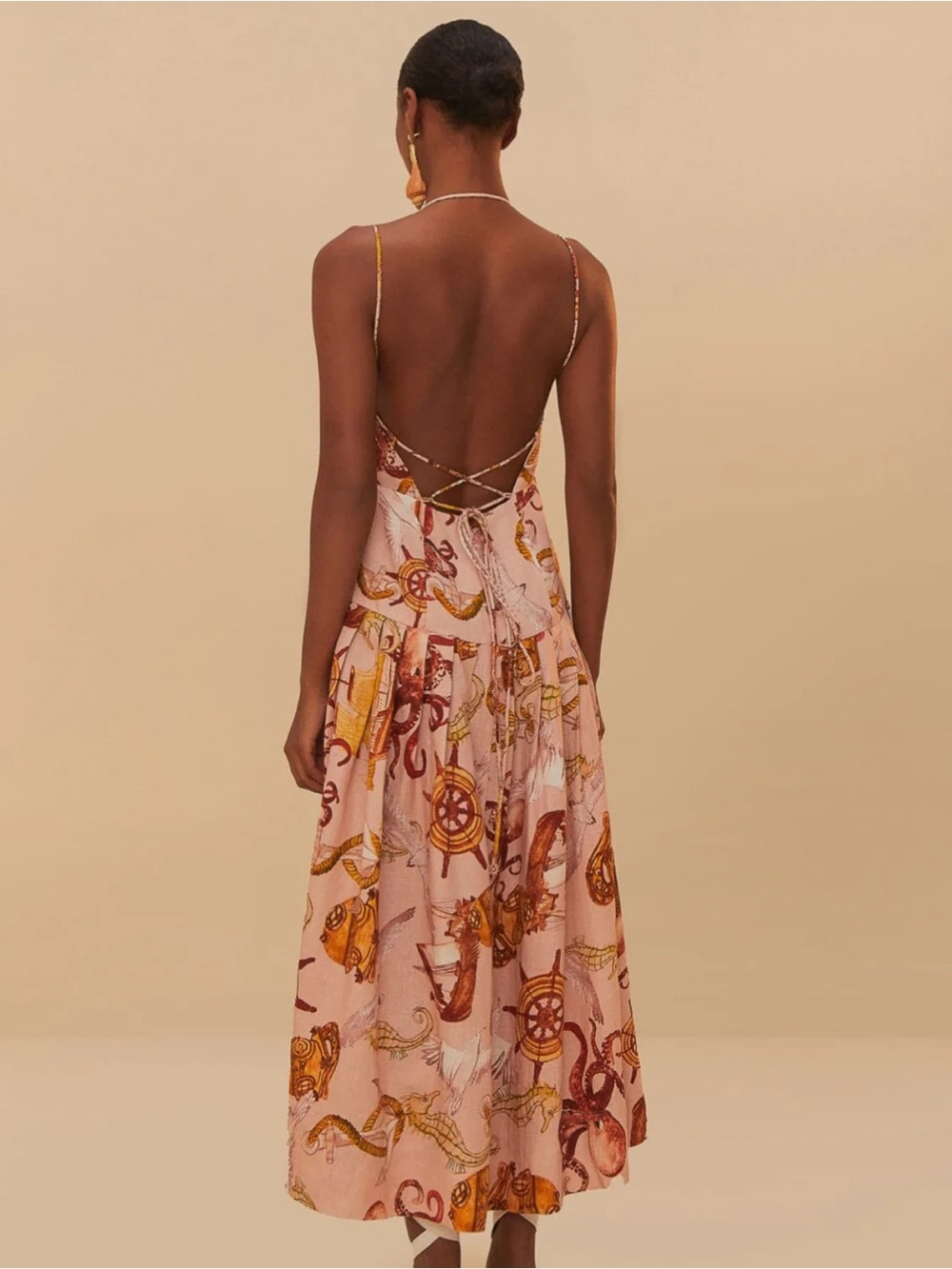 Farm Rio Nautical Wonder Pink Strappy Dress - Picture 2 of 8